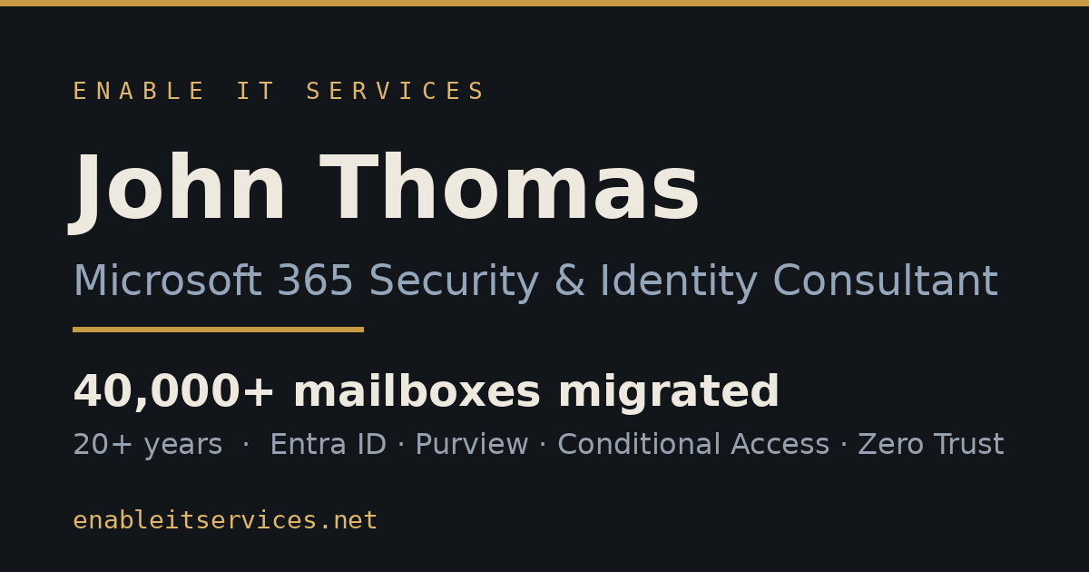 John Thomas — Microsoft 365 Security & Identity Consultant